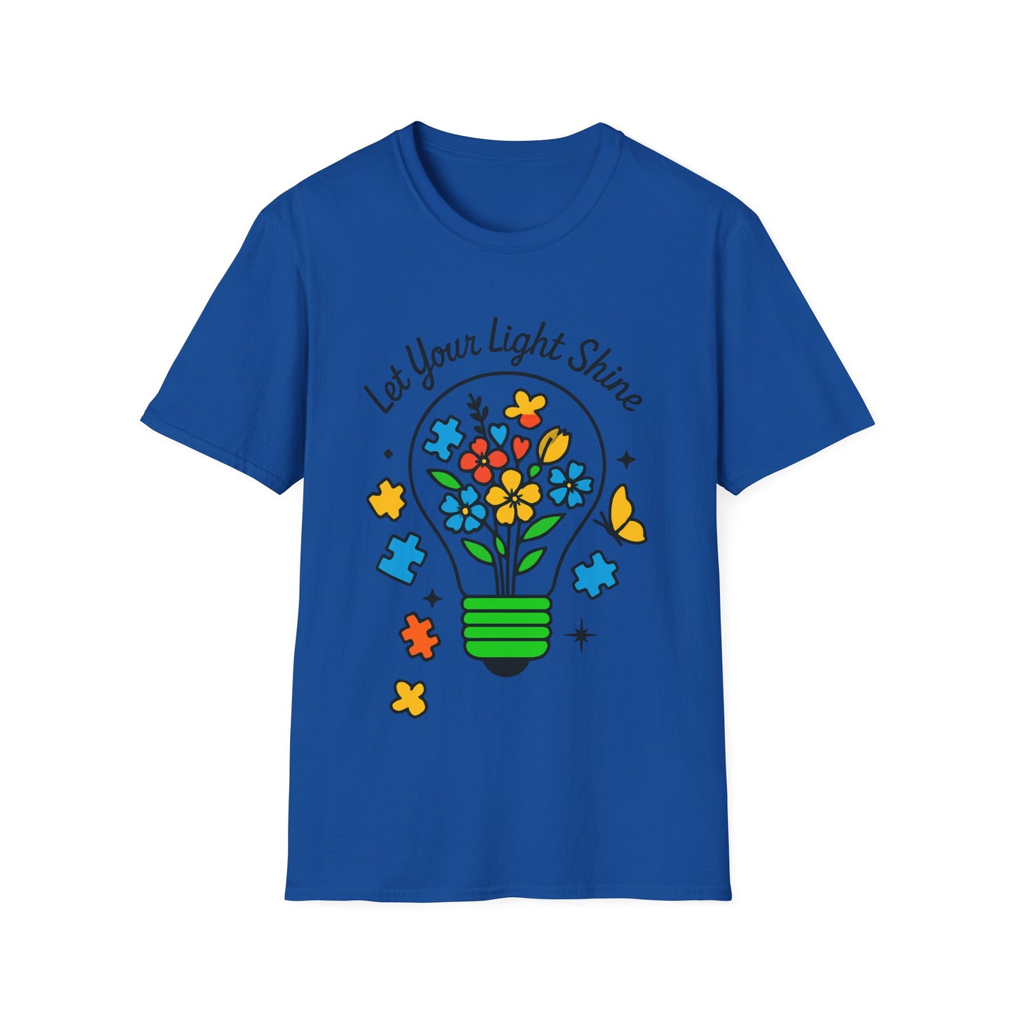 Let Your Light Shine Autism Acceptance T-Shirt – Inspirational Neurodiversity Tee