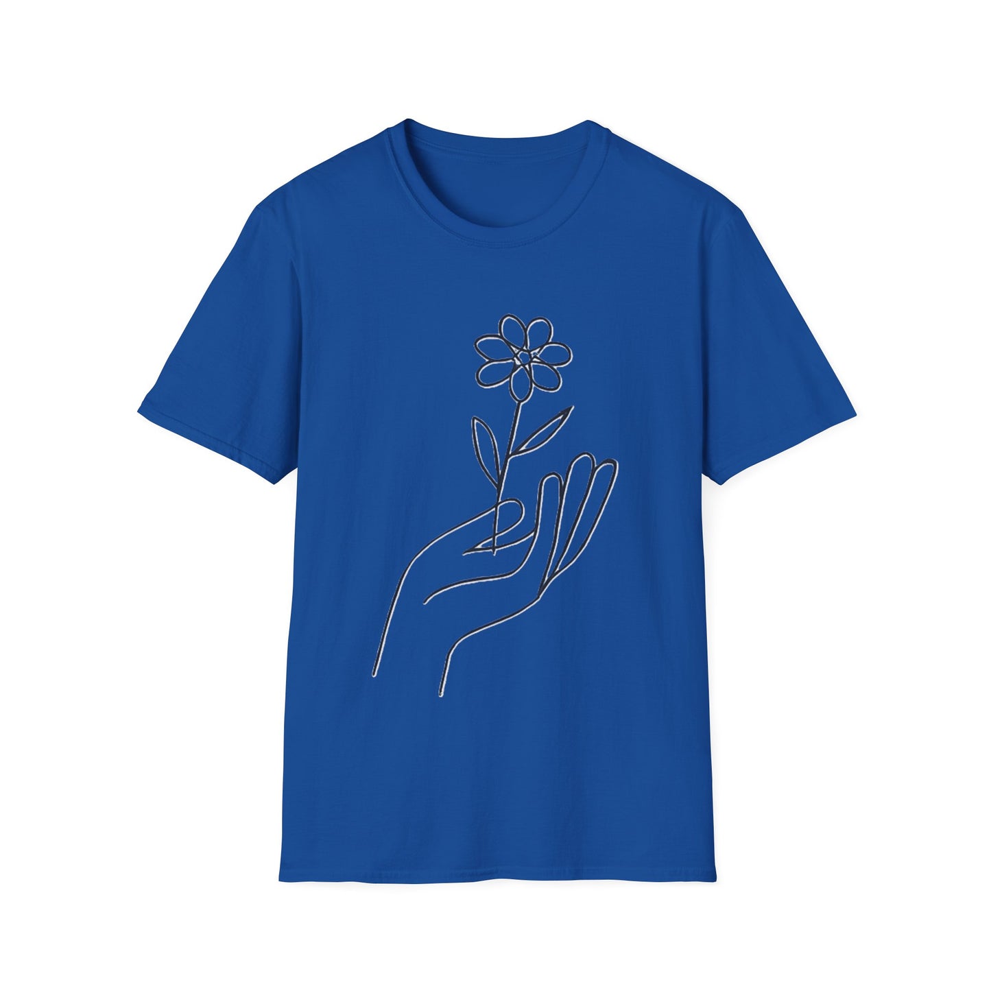 Gentle Care Flower Hand Line Art T-Shirt – Minimalist Kindness Tee Alt title option:
