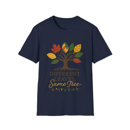 Different Leaves Same Tree T-Shirt | Autism Awareness Inclusion Tee | Neurodiversity Support Tree Graphic Shirt