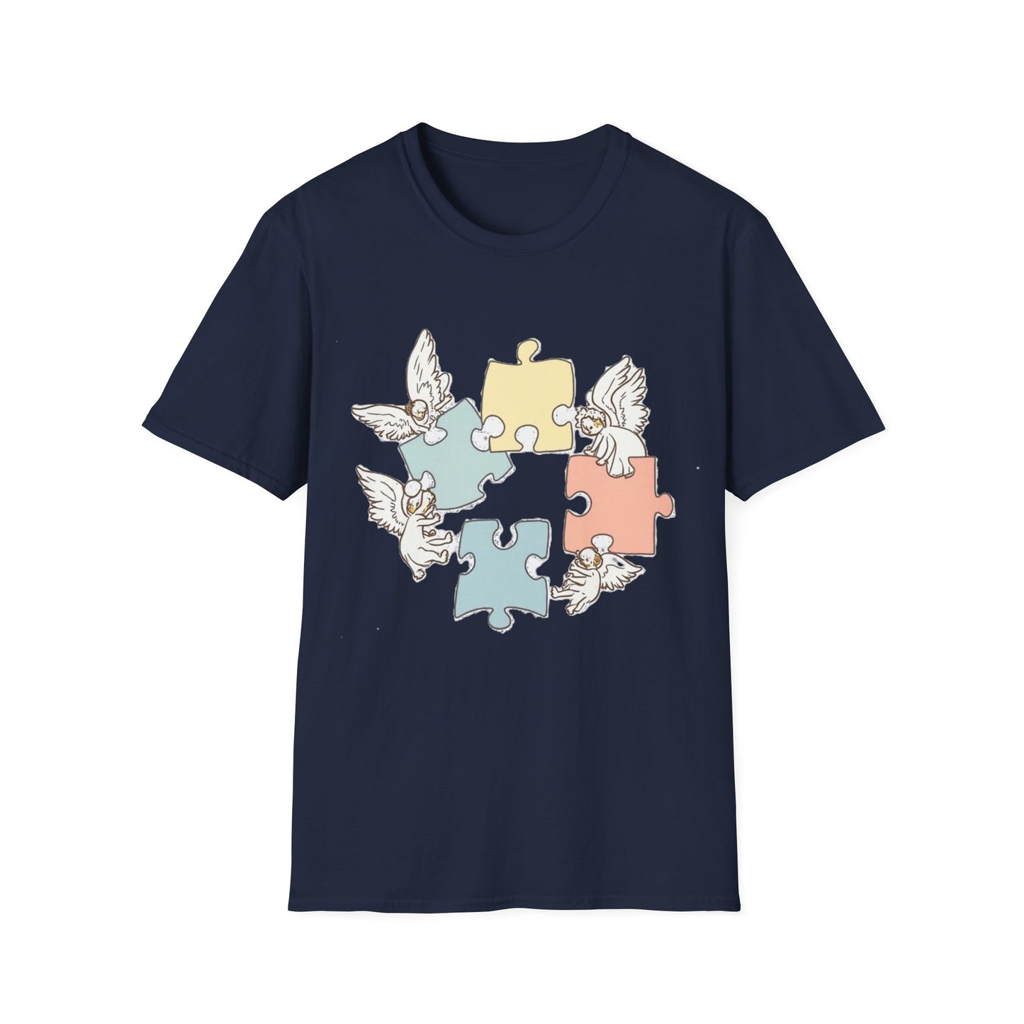 Guardian Angel Autism Awareness T-Shirt | Pastel Puzzle Piece Graphic Tee | Neurodiversity Support Gift for Parents
