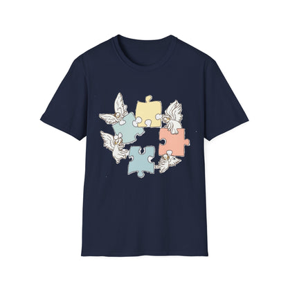 Guardian Angel Autism Awareness T-Shirt | Pastel Puzzle Piece Graphic Tee | Neurodiversity Support Gift for Parents