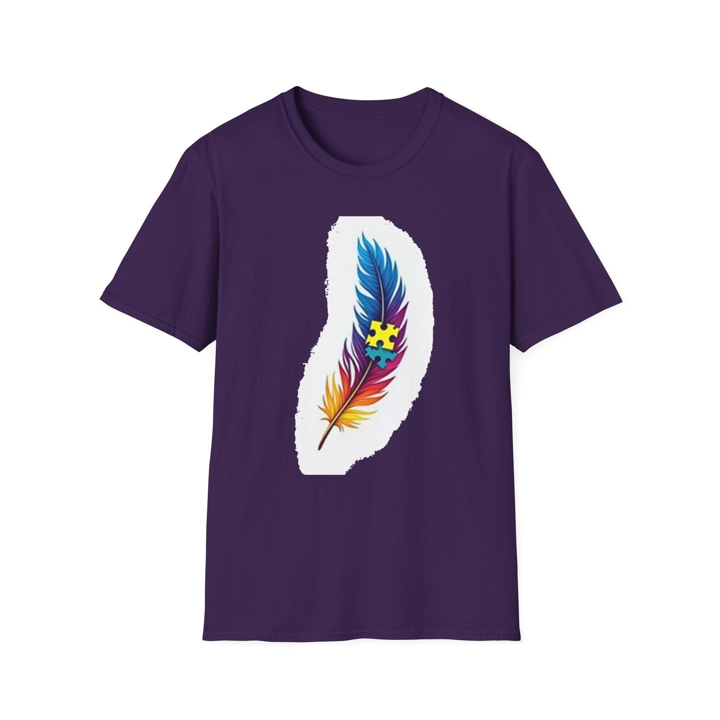 Autism Awareness Feather T-Shirt – Colorful Neurodiversity Puzzle Piece Tee