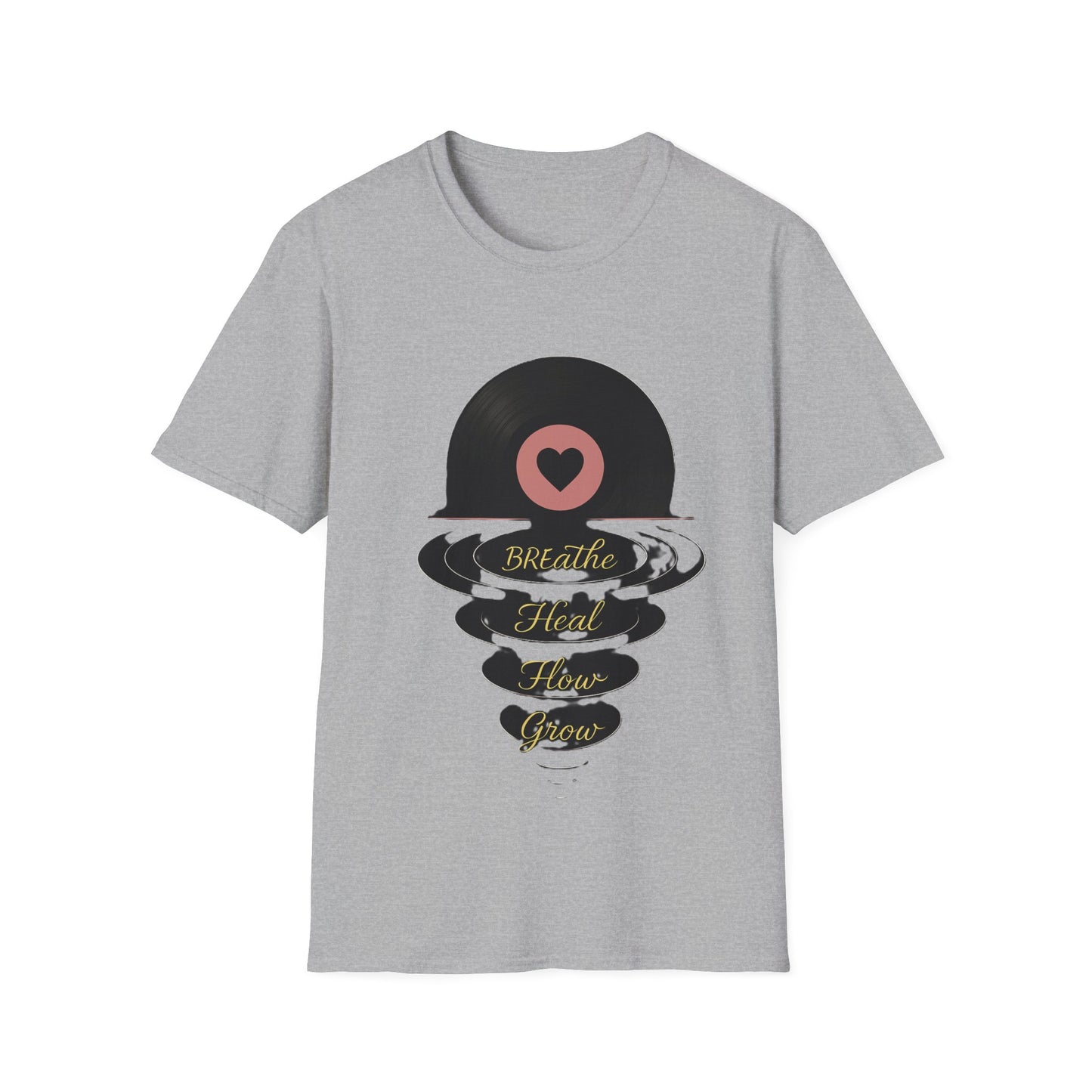 Breathe, Heal, How, Glow Shirt – Vinyl Record Design for Music and Healing Lovers