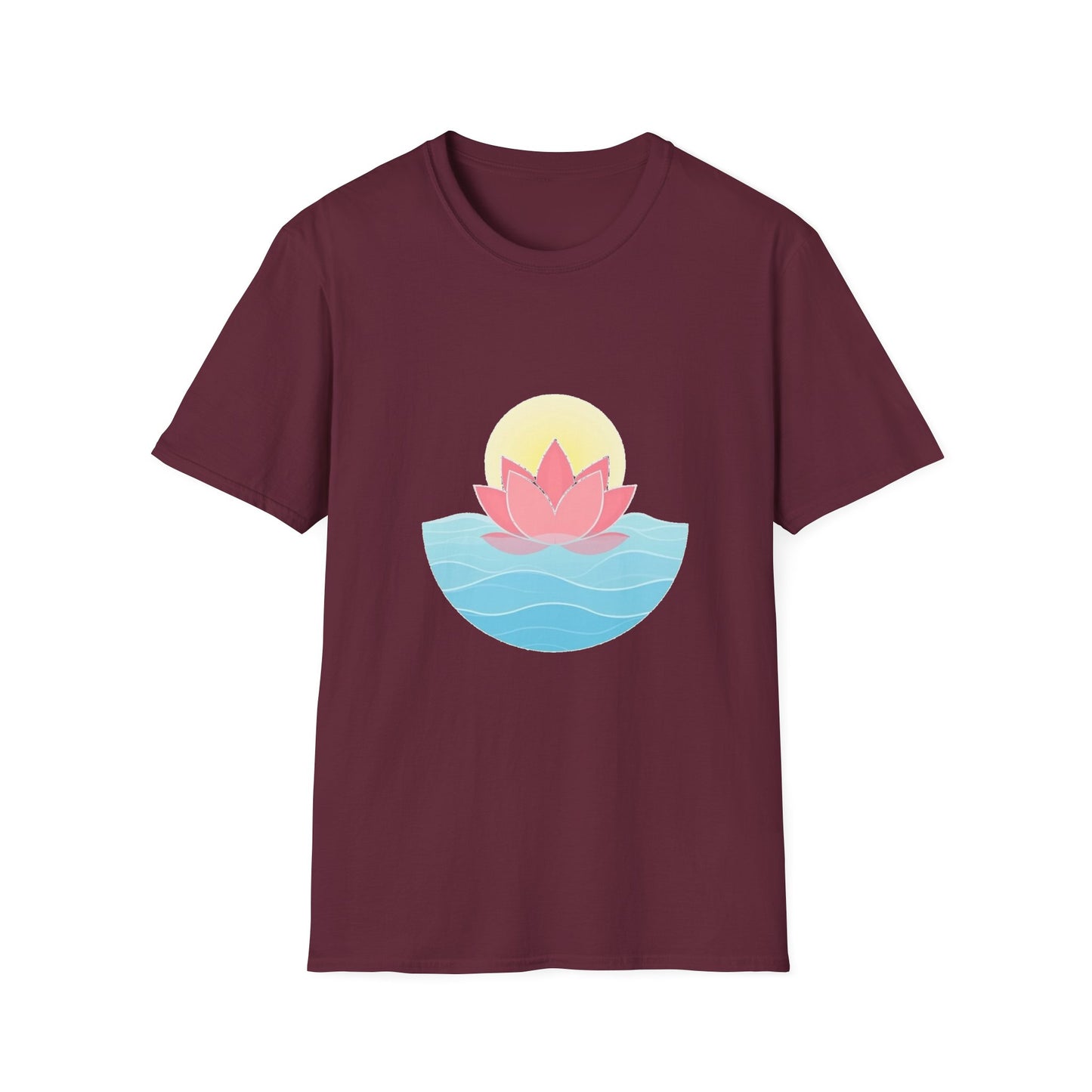Lotus Flower T-Shirt – Tranquil Design with Water & Sun – Peace & Mindfulness Shirt