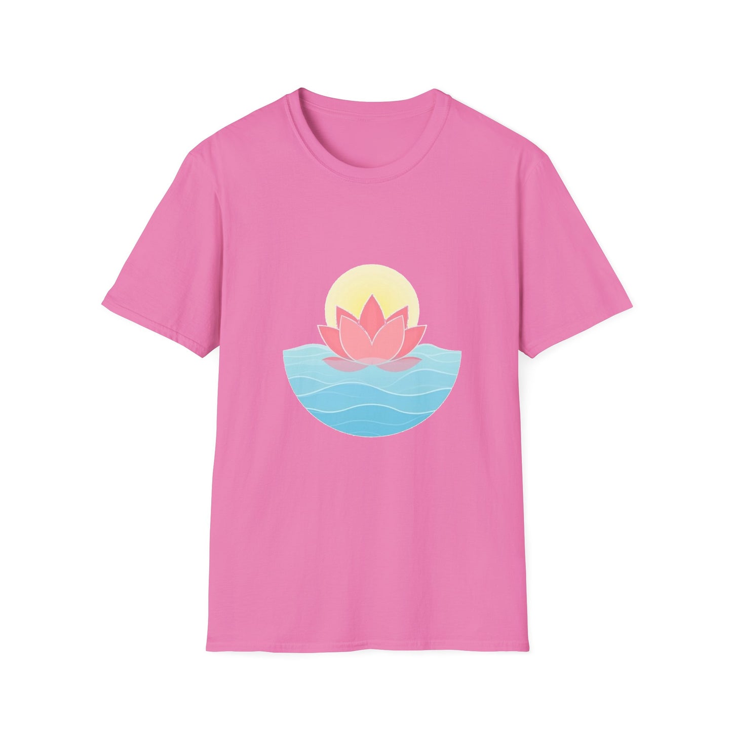 Lotus Flower T-Shirt – Tranquil Design with Water & Sun – Peace & Mindfulness Shirt