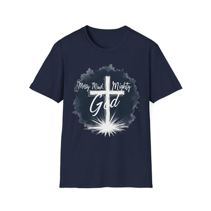 Messy Mind, Mighty God Shirt – Christian Faith T-Shirt with Cross & Empowering Message