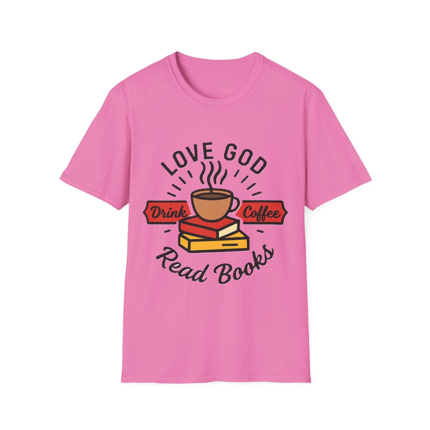 Love God Drink Coffee Read Books T-Shirt | Christian Book Lover Tee | Faith-Based Aesthetic Coffee Graphic Shirt