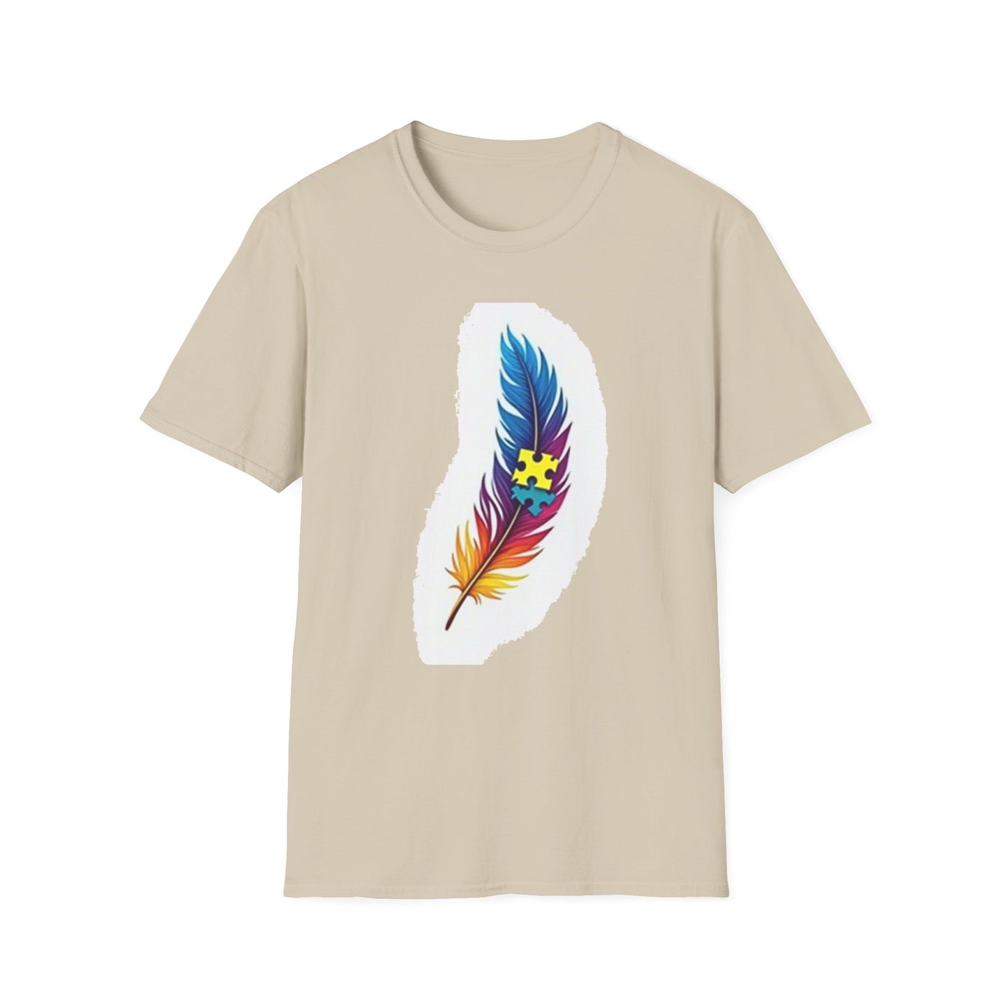 Autism Awareness Feather T-Shirt – Colorful Neurodiversity Puzzle Piece Tee