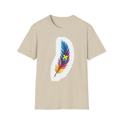 Autism Awareness Feather T-Shirt – Colorful Neurodiversity Puzzle Piece Tee