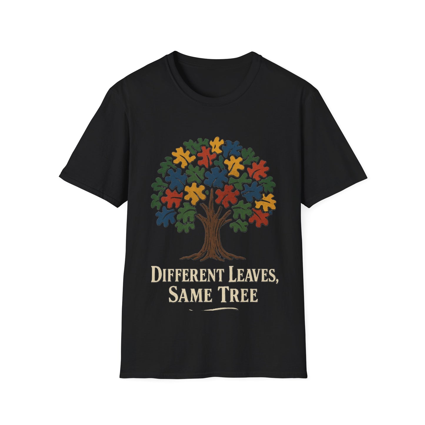 Puzzle Piece Tree T-Shirt | Autism Awareness Inclusion Tee | Different Leaves Same Tree Neurodiversity Shirt