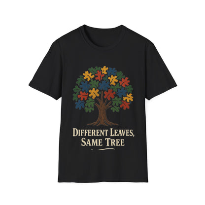 Puzzle Piece Tree T-Shirt | Autism Awareness Inclusion Tee | Different Leaves Same Tree Neurodiversity Shirt
