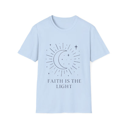 Faith Is the Light Christian T-Shirt – Minimalist Moon Faith Inspirational Shirt