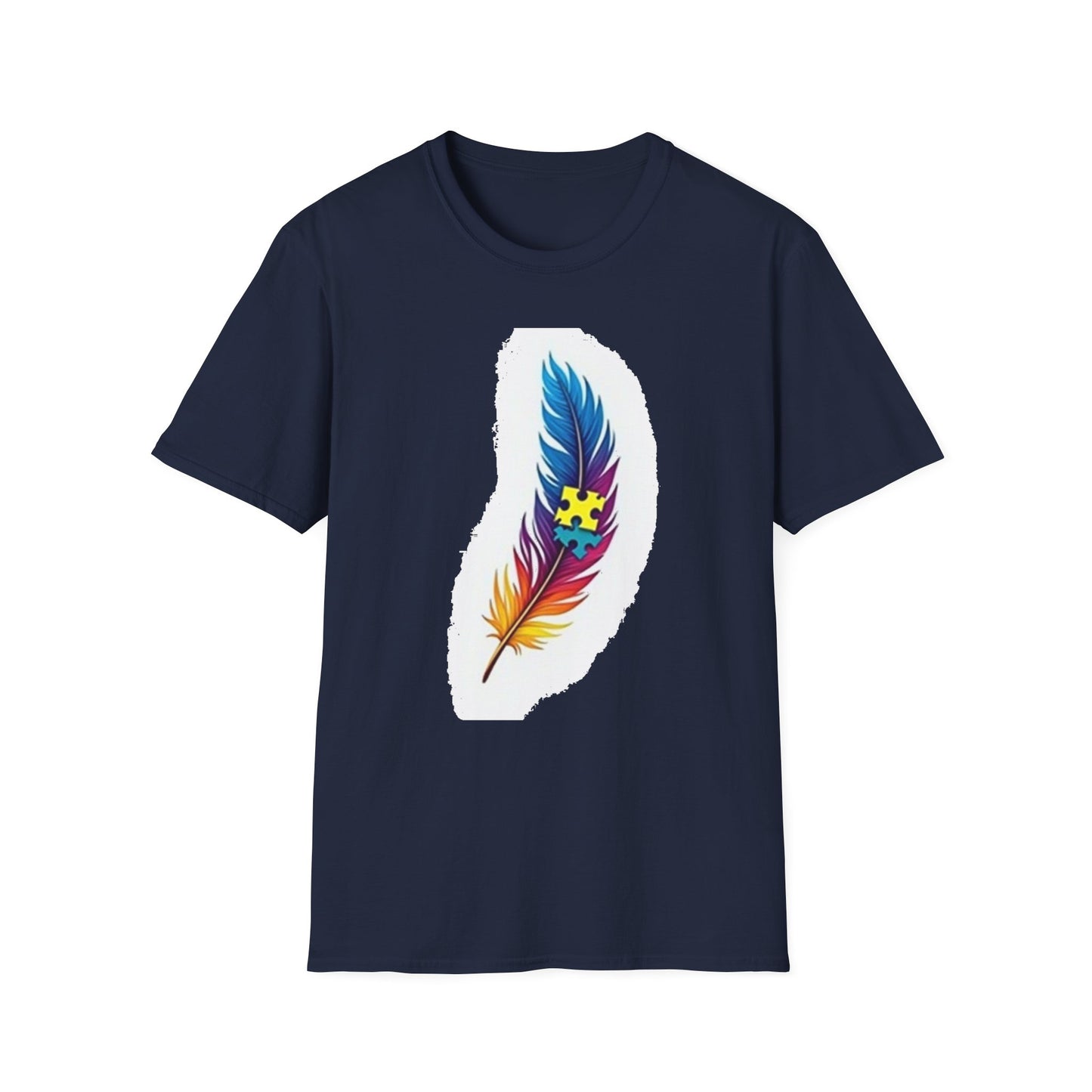 Autism Awareness Feather T-Shirt – Colorful Neurodiversity Puzzle Piece Tee