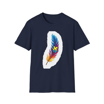Autism Awareness Feather T-Shirt – Colorful Neurodiversity Puzzle Piece Tee