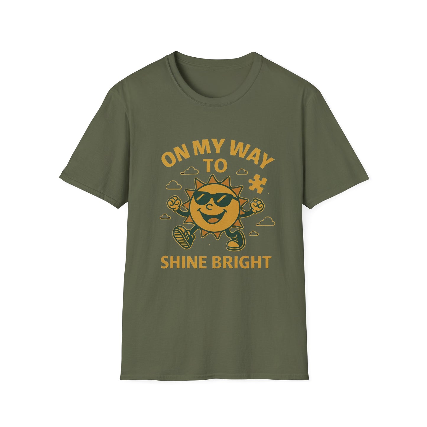 On My Way to Shine Bright Autism Awareness T-Shirt – Motivational Puzzle Piece Design for Neurodiversity and Inclusion