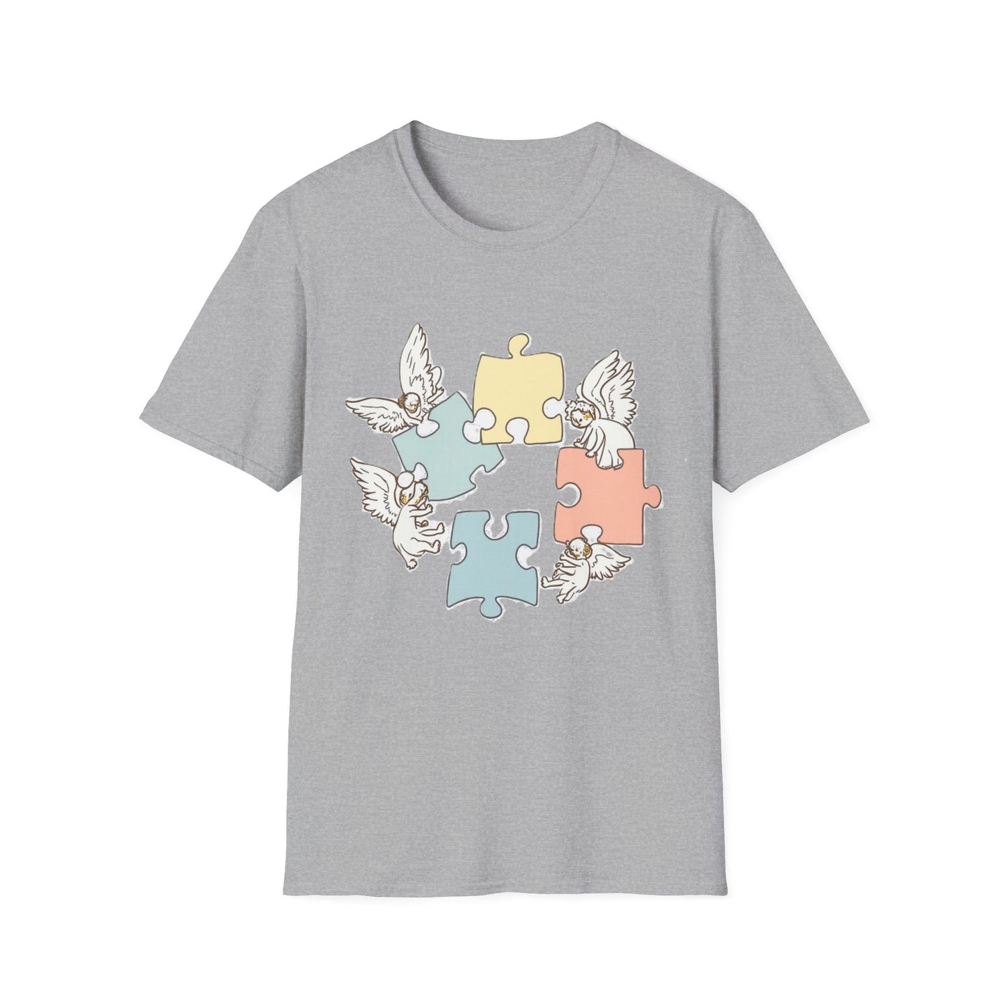 Guardian Angel Autism Awareness T-Shirt | Pastel Puzzle Piece Graphic Tee | Neurodiversity Support Gift for Parents