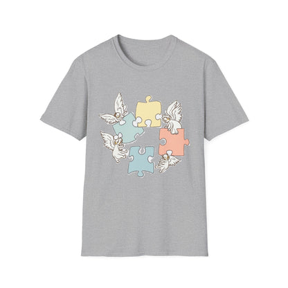 Guardian Angel Autism Awareness T-Shirt | Pastel Puzzle Piece Graphic Tee | Neurodiversity Support Gift for Parents