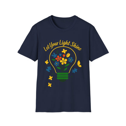 Let Your Light Shine Autism Acceptance T-Shirt – Inspirational Neurodiversity Tee