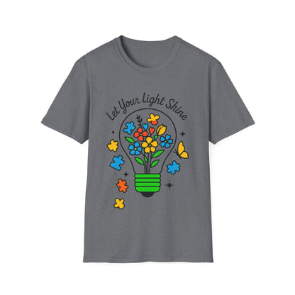 Let Your Light Shine Autism Acceptance T-Shirt – Inspirational Neurodiversity Tee
