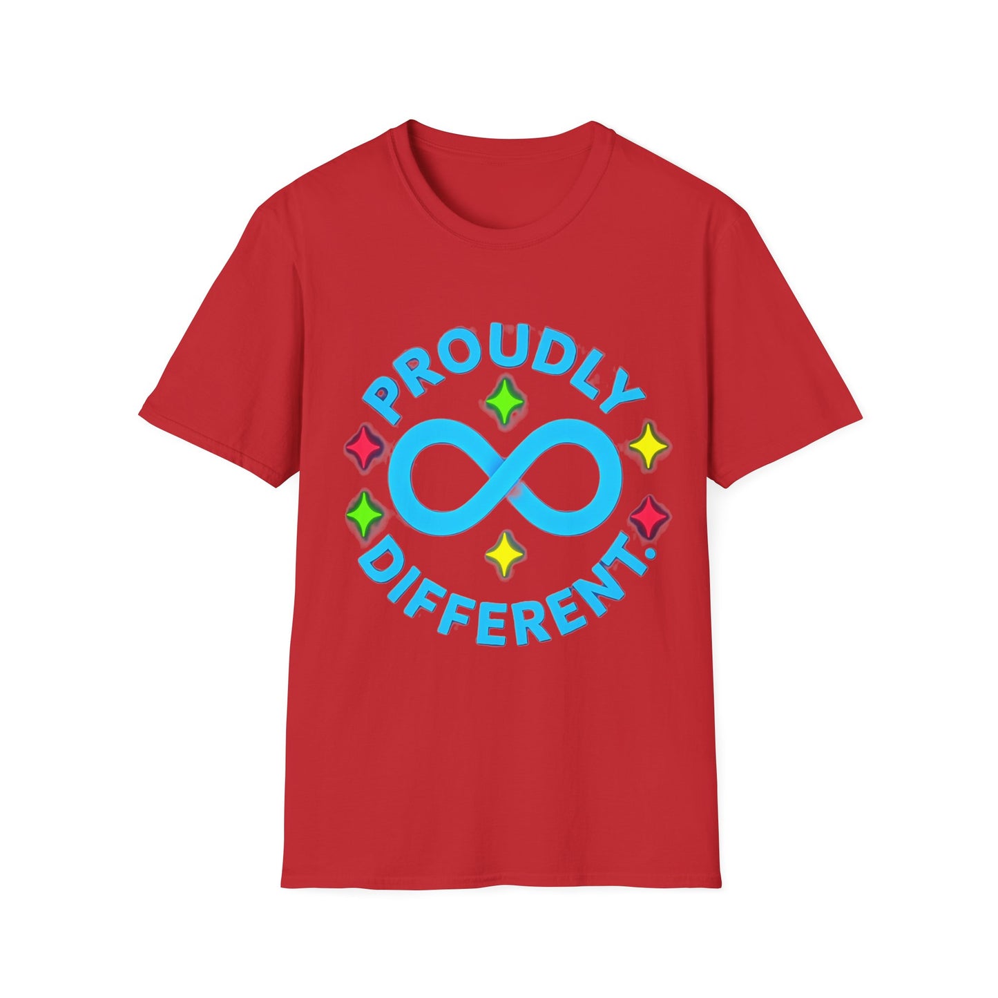 Proudly Different T-Shirt – Colorful Infinity Design for Empowerment