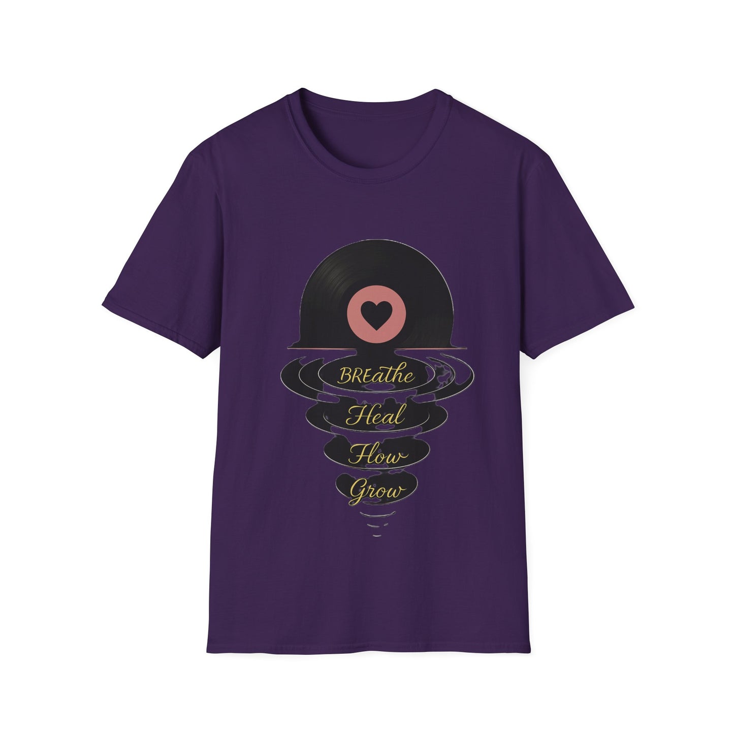 Breathe, Heal, How, Glow Shirt – Vinyl Record Design for Music and Healing Lovers