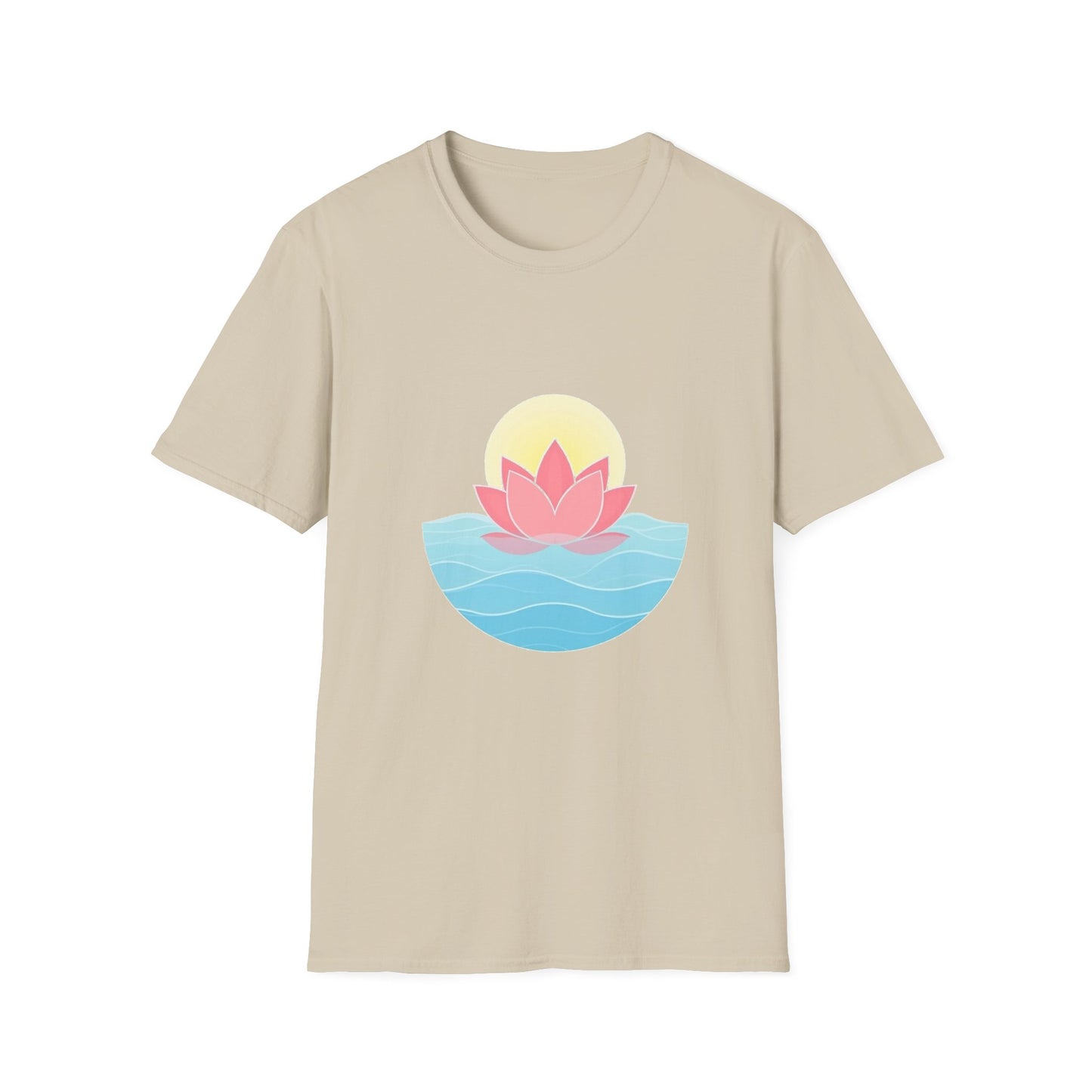 Lotus Flower T-Shirt – Tranquil Design with Water & Sun – Peace & Mindfulness Shirt
