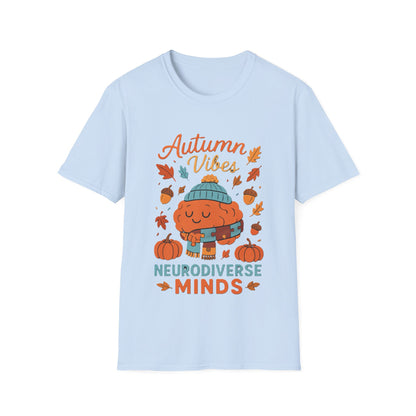 Autumn Vibes Neurodiverse Minds T-Shirt | Fall Brain Awareness Tee | Cozy Neurodivergent Aesthetic Shirt