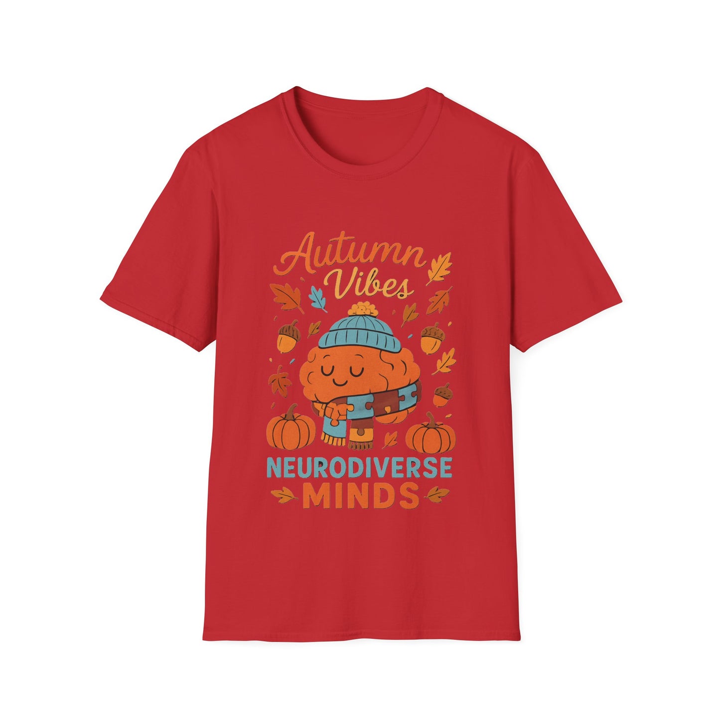Autumn Vibes Neurodiverse Minds T-Shirt | Fall Brain Awareness Tee | Cozy Neurodivergent Aesthetic Shirt