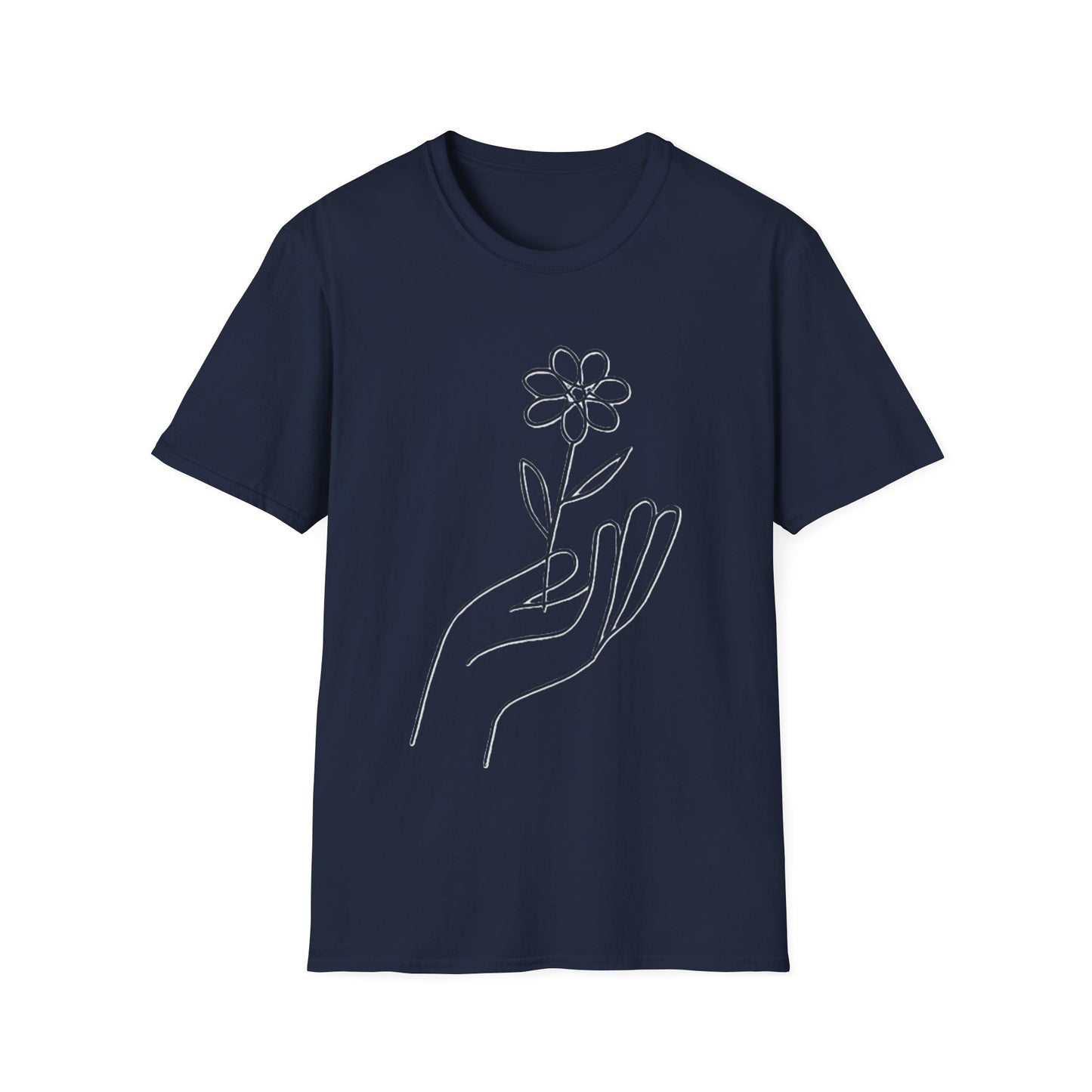 Gentle Care Flower Hand Line Art T-Shirt – Minimalist Kindness Tee  Alt title option: