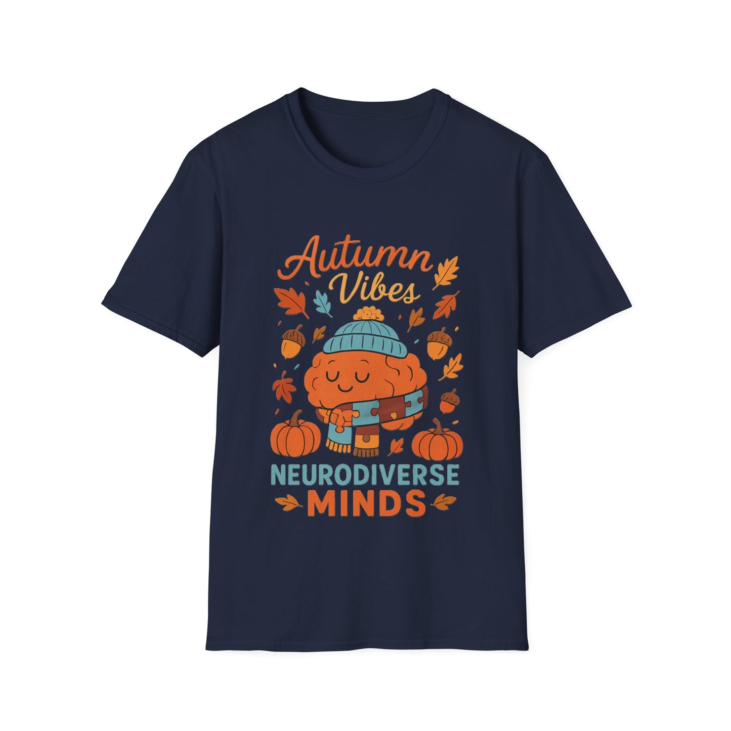Autumn Vibes Neurodiverse Minds T-Shirt | Fall Brain Awareness Tee | Cozy Neurodivergent Aesthetic Shirt