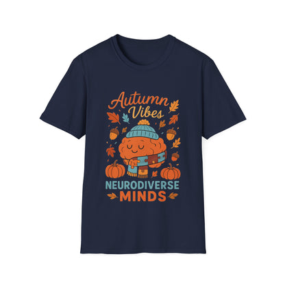 Autumn Vibes Neurodiverse Minds T-Shirt | Fall Brain Awareness Tee | Cozy Neurodivergent Aesthetic Shirt