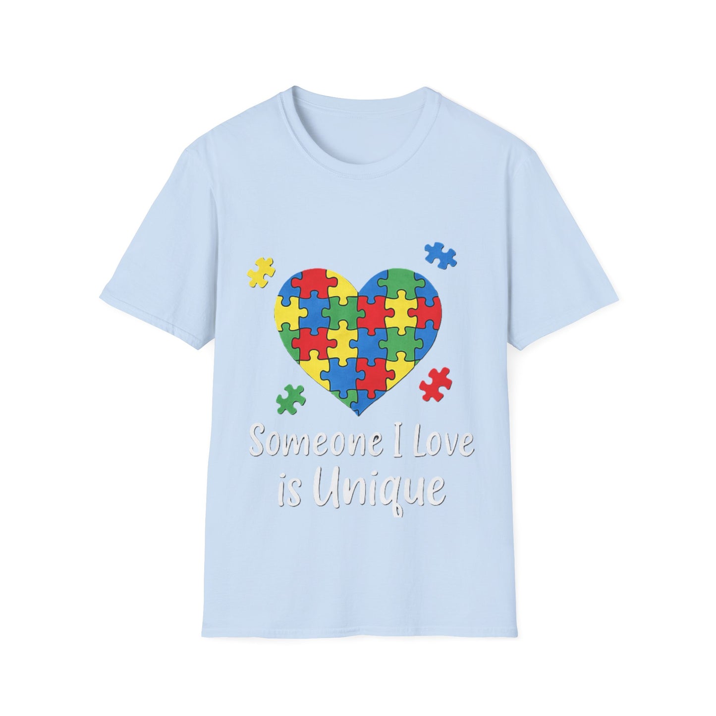 Autism Awareness T-Shirt – Someone I Love Is Unique Puzzle Heart Tee