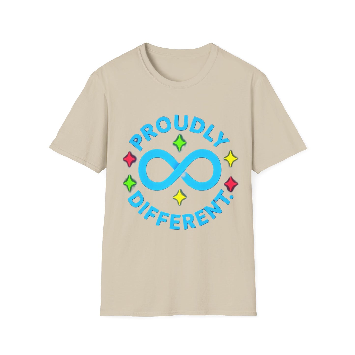 Proudly Different T-Shirt – Colorful Infinity Design for Empowerment