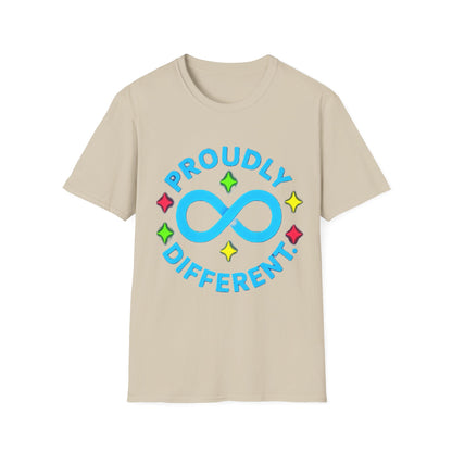 Proudly Different T-Shirt – Colorful Infinity Design for Empowerment