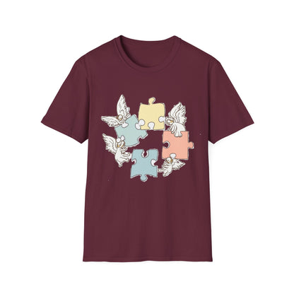 Guardian Angel Autism Awareness T-Shirt | Pastel Puzzle Piece Graphic Tee | Neurodiversity Support Gift for Parents
