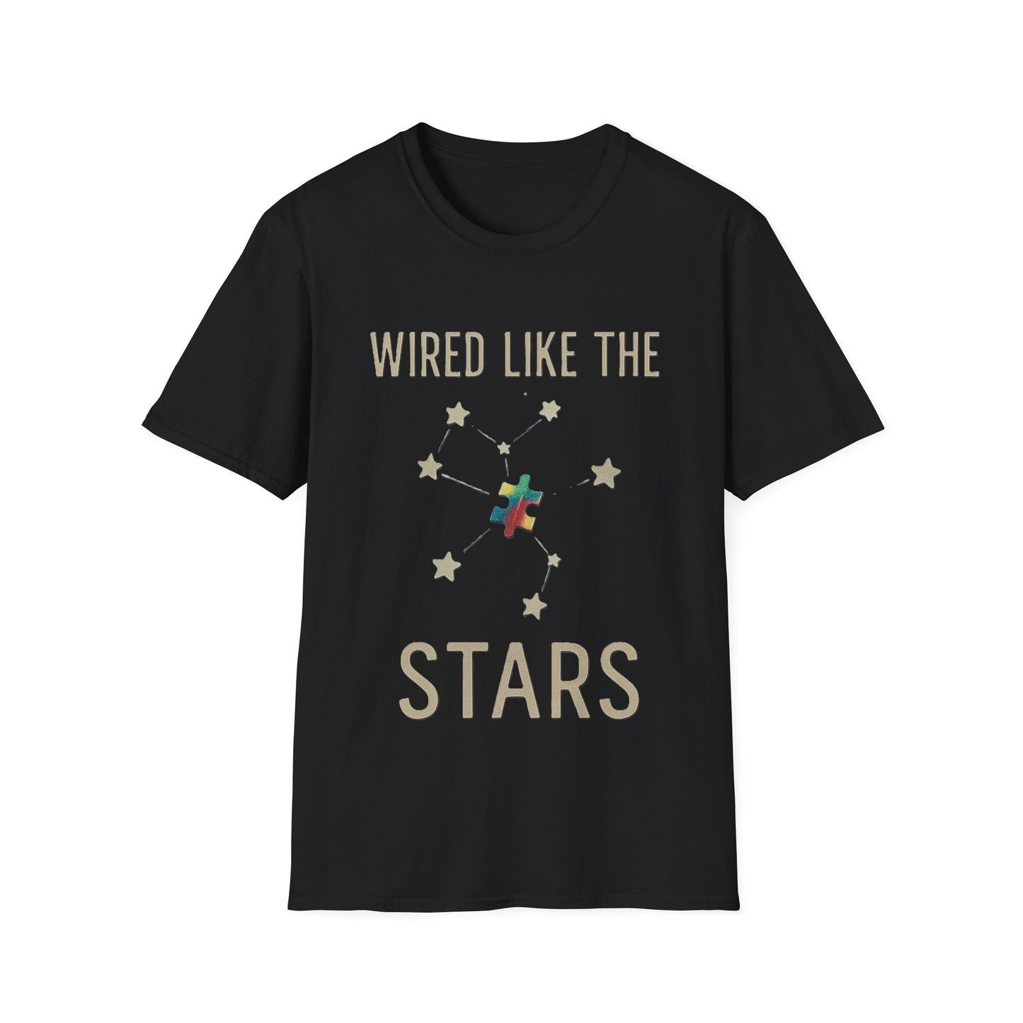 Wired Like the Stars Neurodiversity T-Shirt – Autism Pride Puzzle Star Tee