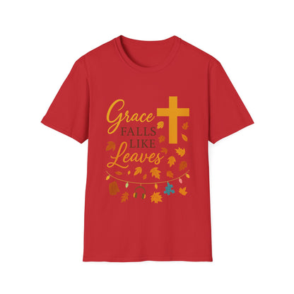 Grace Falls Like Leaves Christian Shirt – Fall Faith Cross T-Shirt