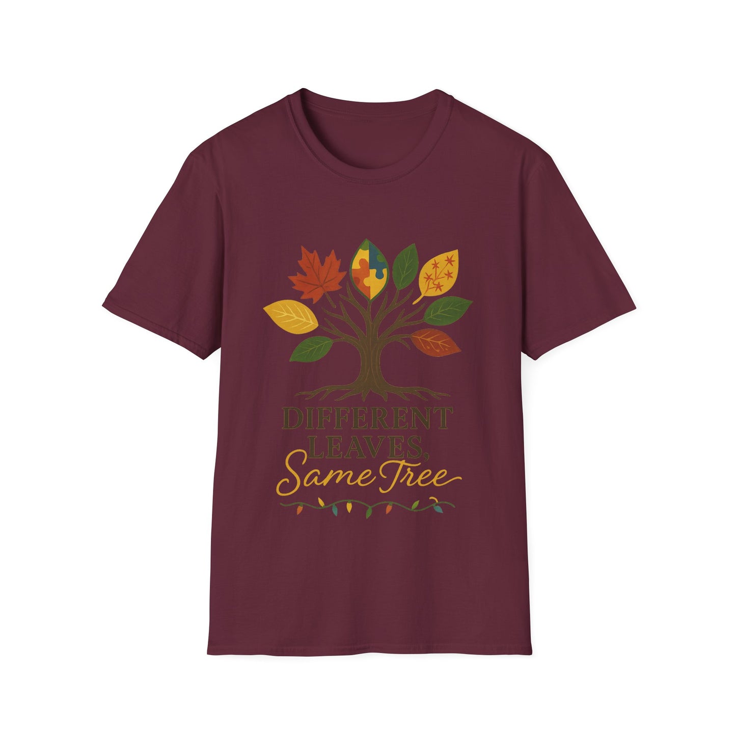 Different Leaves Same Tree T-Shirt | Autism Awareness Inclusion Tee | Neurodiversity Support Tree Graphic Shirt