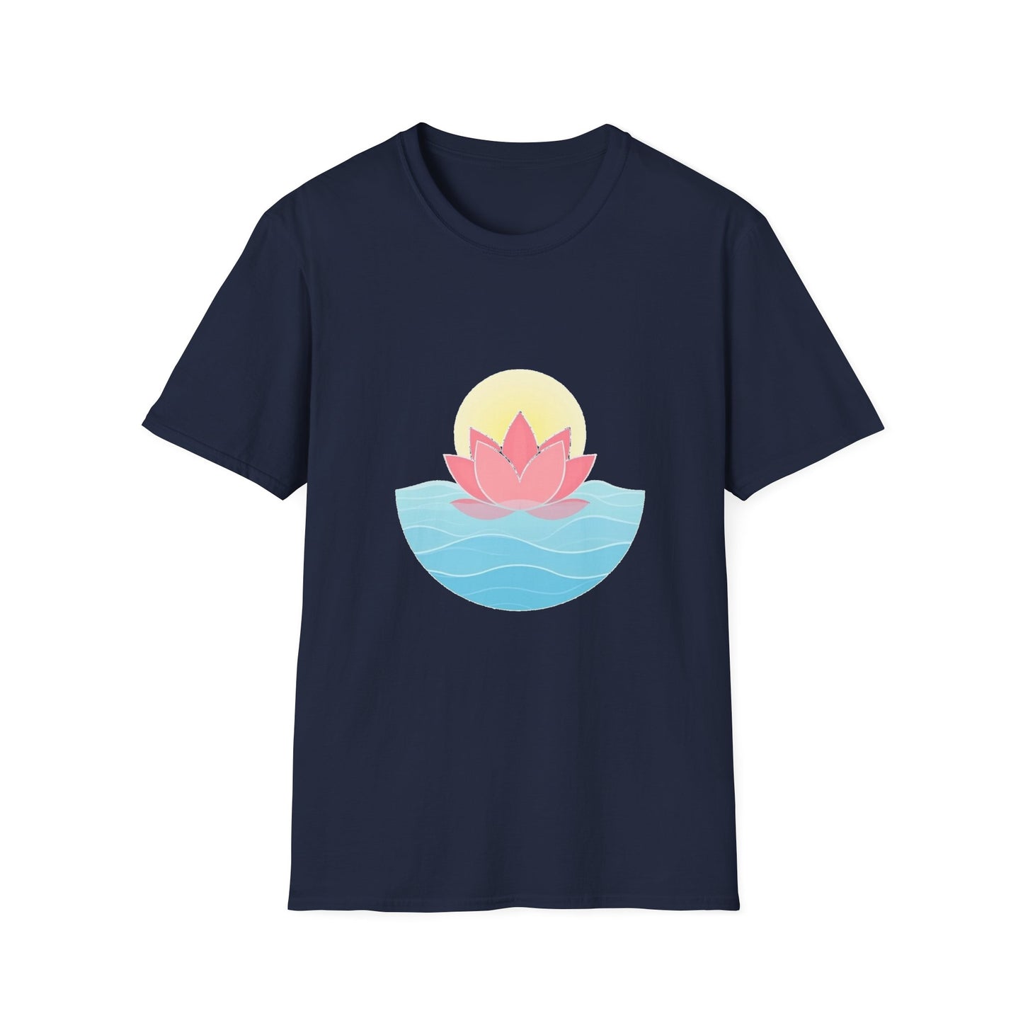 Lotus Flower T-Shirt – Tranquil Design with Water & Sun – Peace & Mindfulness Shirt