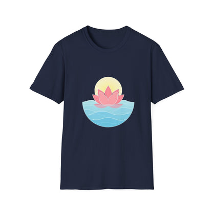Lotus Flower T-Shirt – Tranquil Design with Water & Sun – Peace & Mindfulness Shirt