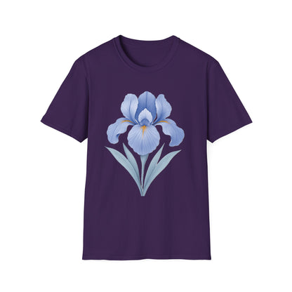 Blue Iris Flower Shirt – Minimal Botanical Floral Graphic T-Shirt