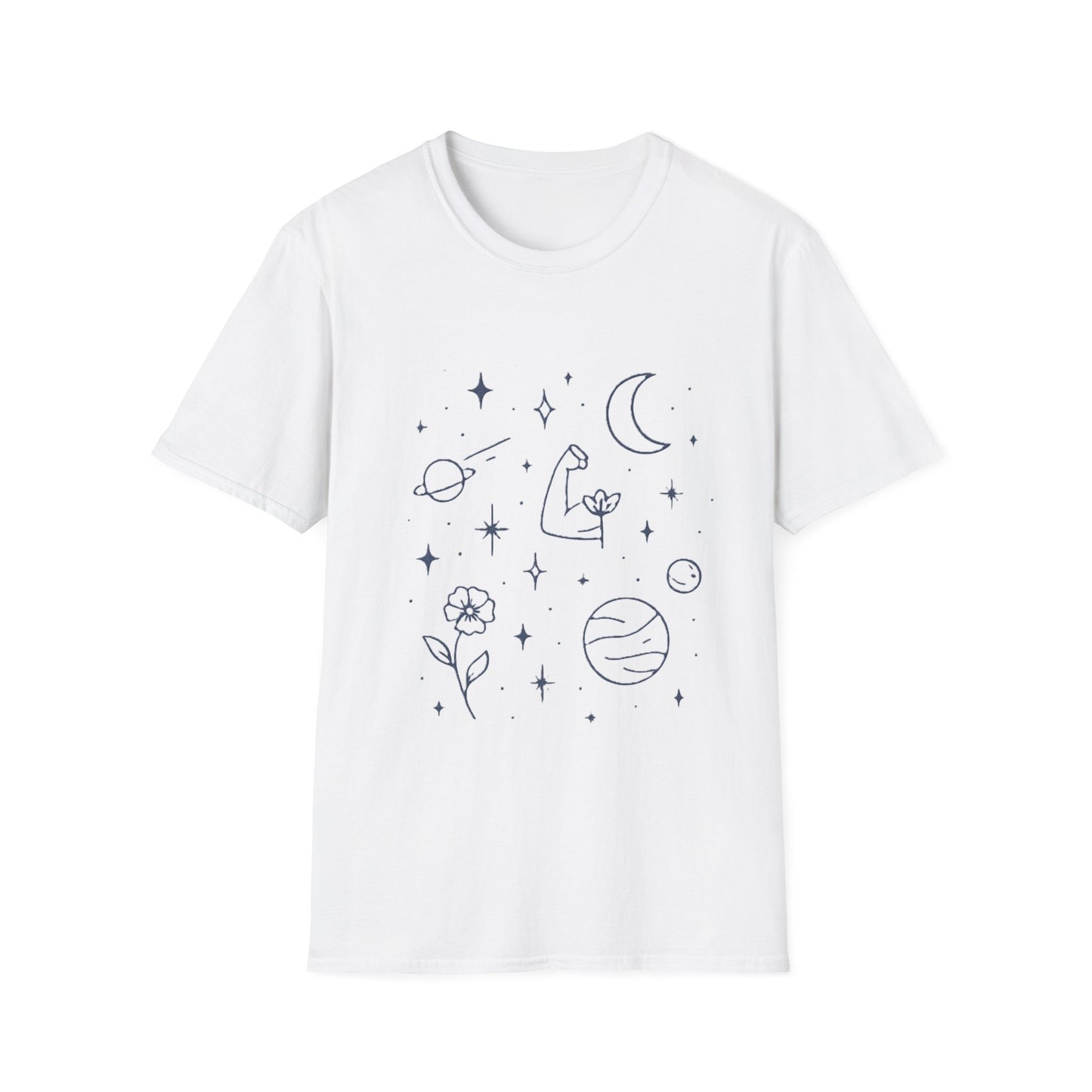 Cosmic Strength Line Art T-Shirt – Feminine Power & Self Growth Tee
