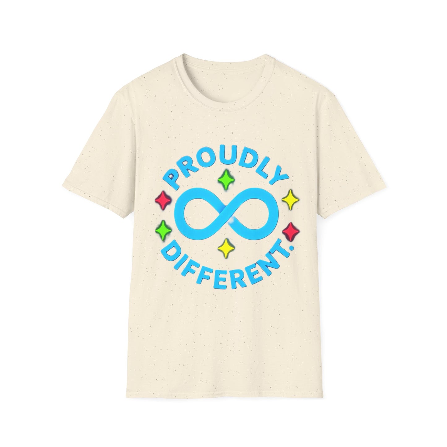 Proudly Different T-Shirt – Colorful Infinity Design for Empowerment