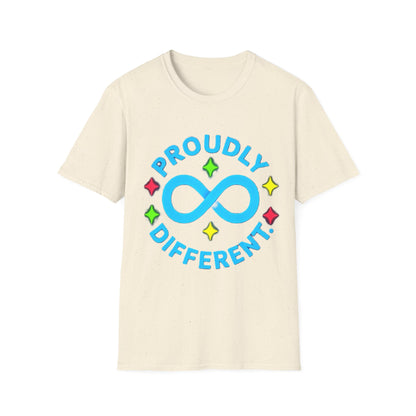 Proudly Different T-Shirt – Colorful Infinity Design for Empowerment