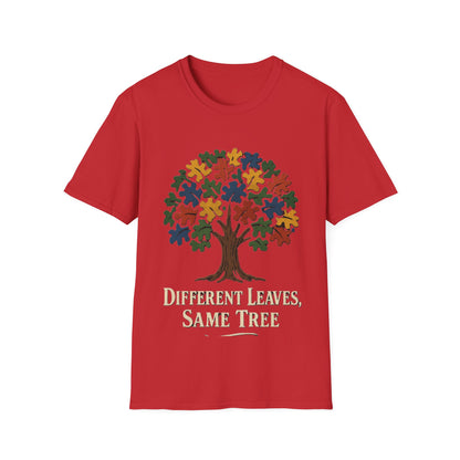 Puzzle Piece Tree T-Shirt | Autism Awareness Inclusion Tee | Different Leaves Same Tree Neurodiversity Shirt
