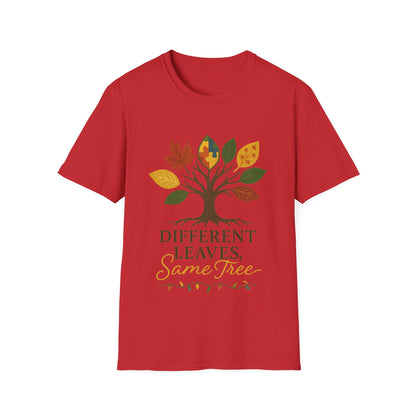 Different Leaves Same Tree T-Shirt | Autism Awareness Inclusion Tee | Neurodiversity Support Tree Graphic Shirt
