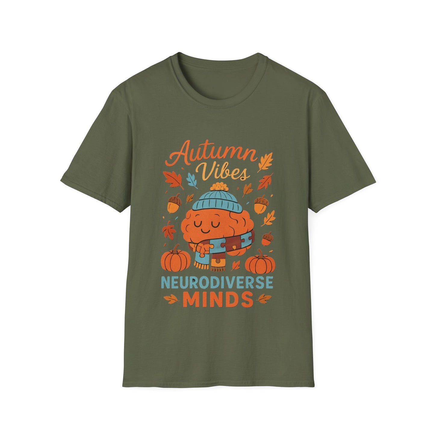 Autumn Vibes Neurodiverse Minds T-Shirt | Fall Brain Awareness Tee | Cozy Neurodivergent Aesthetic Shirt