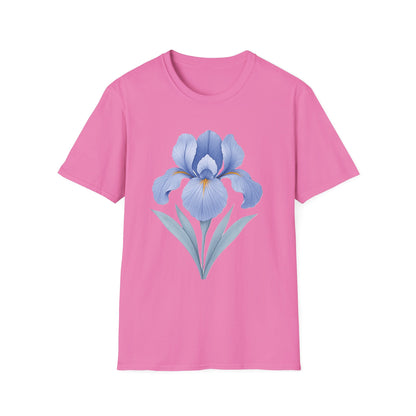 Blue Iris Flower Shirt – Minimal Botanical Floral Graphic T-Shirt