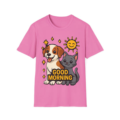 Good Morning Dog and Cat T-Shirt – Cute Pet Lovers Tee