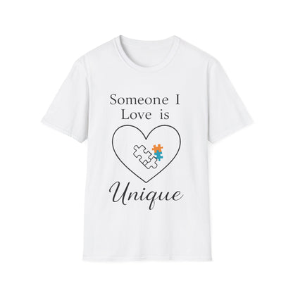 Someone I Love Is Unique Autism Awareness T-Shirt – Proud Autism Support Shirt